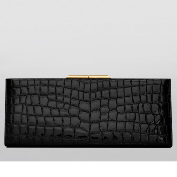 Saint Laurent midnight croc effect leather clutch - Picture 4 of 10